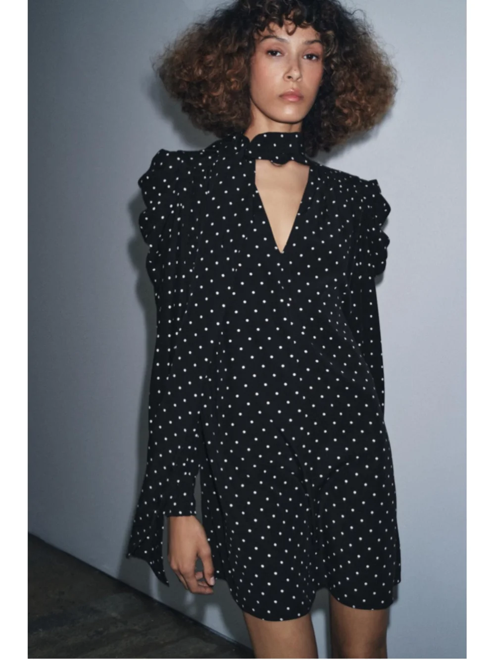 Zara Polka Dot Scarf Dress Size M
